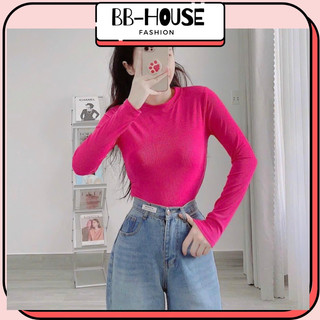 Áo body tay dài form thường cổ tròn thun borip