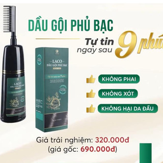 Dầu gội phủ bạc Laco Black Hair giúp phủ đen tóc bạc, tóc nhuộm màu chỉ sau 9 phút gội đầu -Emi_Authentic