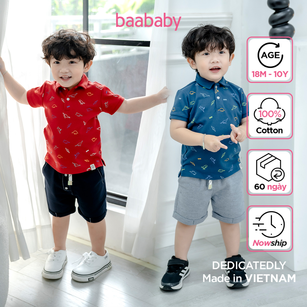 Áo polo bé trai, áo polo ngắn tay in họa tiết cho bé trai Baa Baby - B-BT-PL01N-07