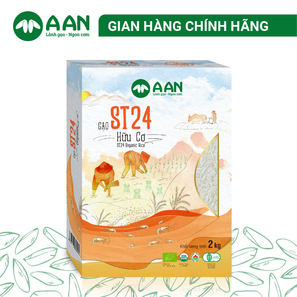 Gạo ST24 Hữu Cơ Hộp 2kg - Chính hãng Gạo A An