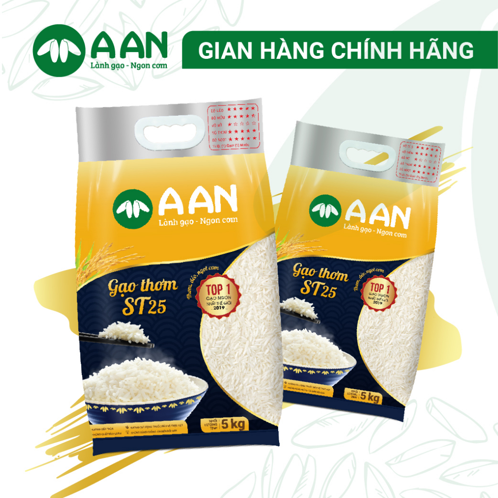 Combo 2 Túi Gạo ST25 5kg - Thương hiệu Gạo A An