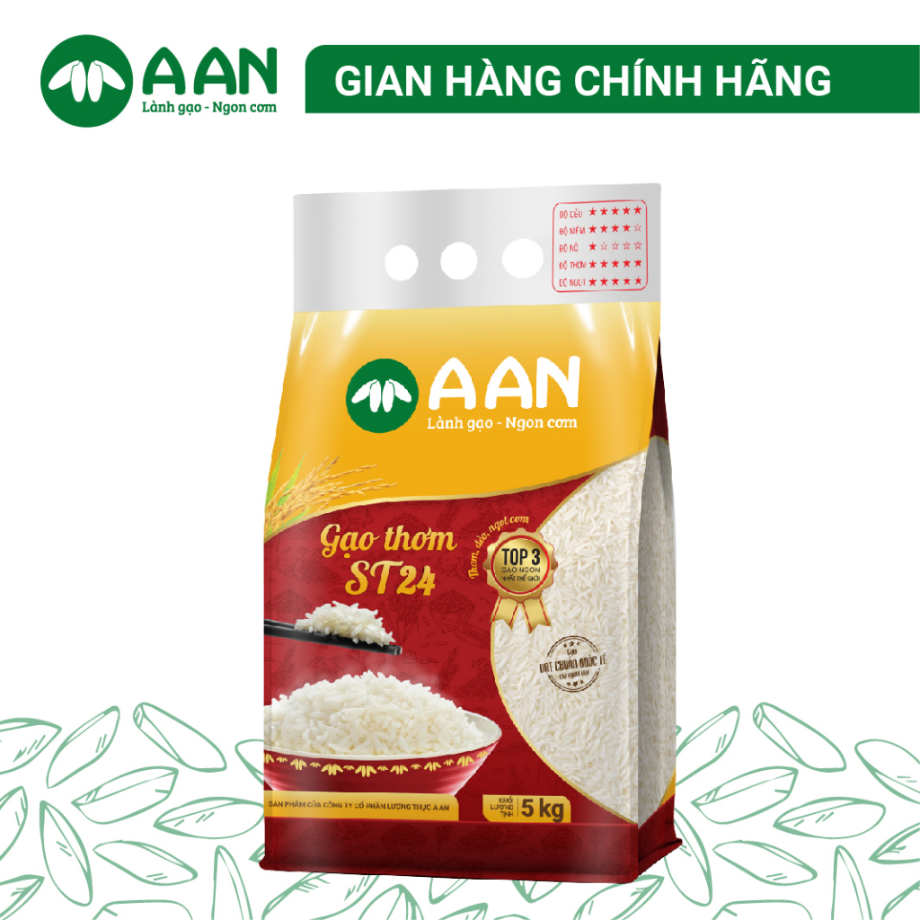 Gạo ST24 Túi 5kg - Chính hãng Gạo A An