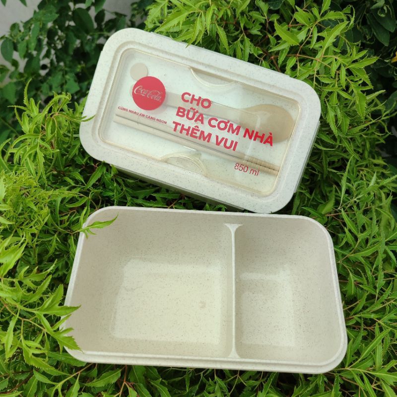Hộp Cơm Giữ Nhiệt Lúa Mạch 2 Ngăn, Tặng Kèm Đũa Thìa, HKM CoCa