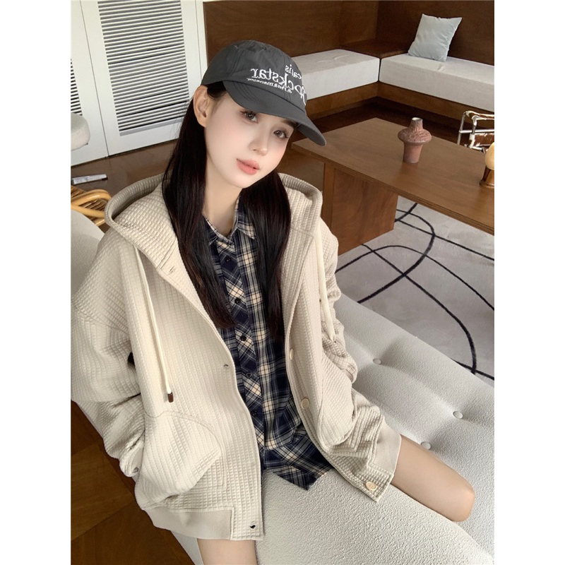 Áo Khoác Hoodie Nỉ Tổ Ong Tay Dài Có Mũ Phong Cách Hàn Quốc Vintage Thời Trang Thu Đông Cho Nữ Hot Ulzzang