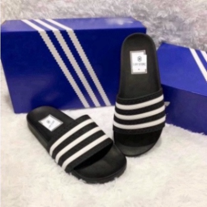 FREE SHIP DÉP NAM CAO CẤP DÉP ADIDAS 3 SỌC Trắng Đen NGANG HÀNG KỸ XT-STORE'S