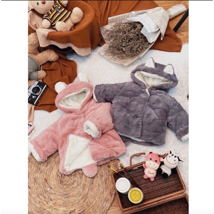 Áo khoác lông chồn siêu dễ thương cho bé 3 tháng đến 4 tuổi