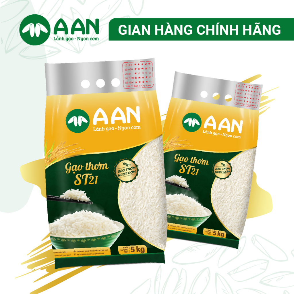 Combo 2 túi Gạo A An ST21 5kg - Thương hiệu Gạo A An