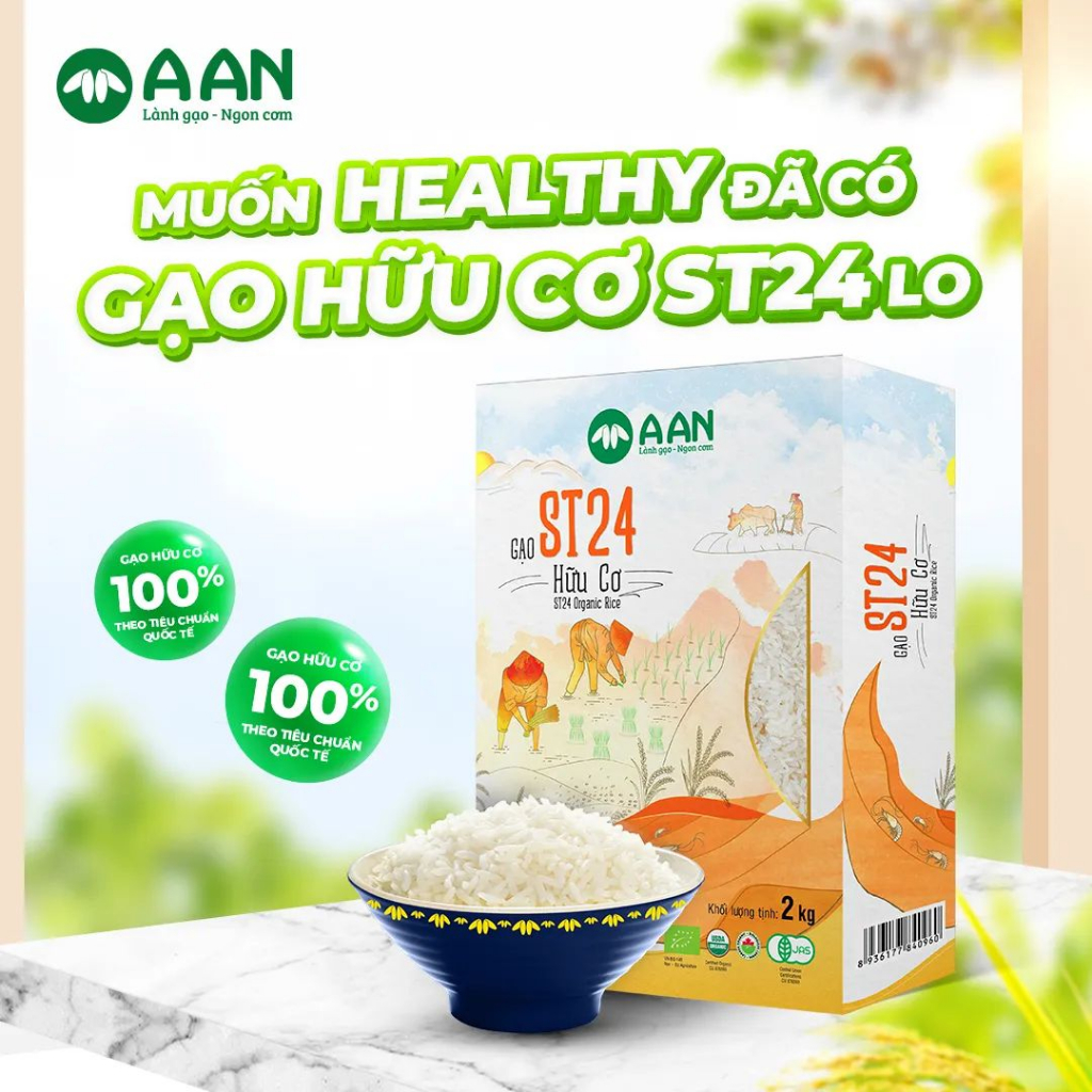Combo 6 hộp ST24 hữu cơ 2kg - Chính hãng Gạo A An