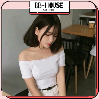 Áo trễ vai tay ngắn thun gân đẹp AH09