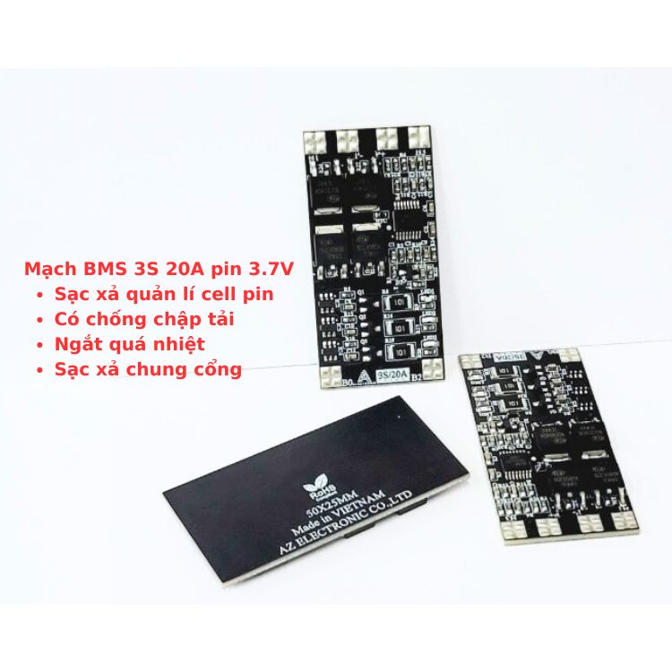 Mạch BMS 3S 20A pin 3.7V sạc xả quản lí cell pin, có chống chập tải,ngắt quá nhiệt sạc xả chung G2-F12