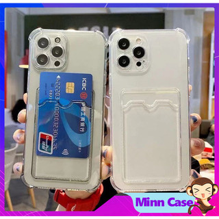 Ốp điện thoại trong suôt dẻo chống sốc kèm ngăn ví đựng thẻ cho 14 13 11 Pro MAX 14 Plus 12 Pro MinnCase