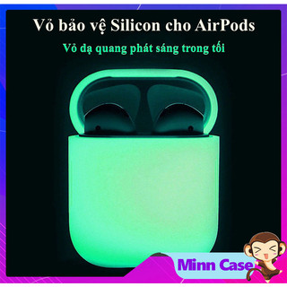 Vỏ bọc tai nghe Air.pods 1/2/3/Pro/Pro 2, case bảo vệ dẻo dạ quang kèm móc khóa MinnCase