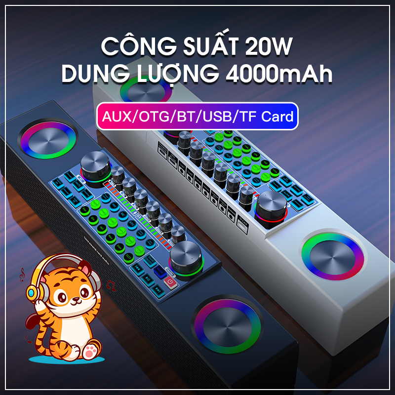 - SY6 Soundcard kèm Audio kèm 2 micro không dây hiệu ứng đèn LED
