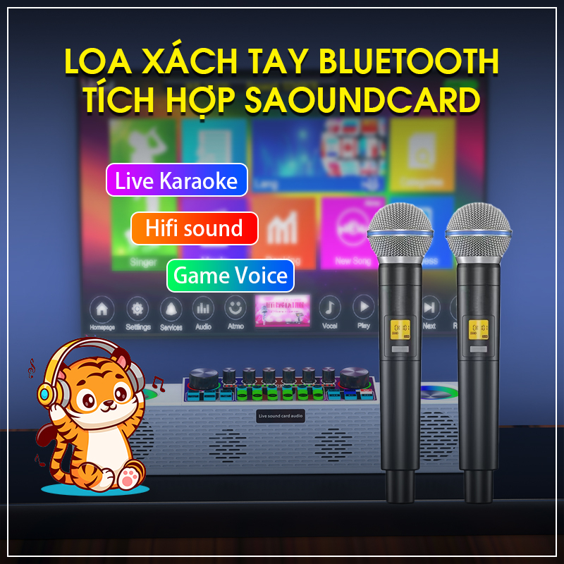 - SY6 Soundcard kèm Audio kèm 2 micro không dây hiệu ứng đèn LED