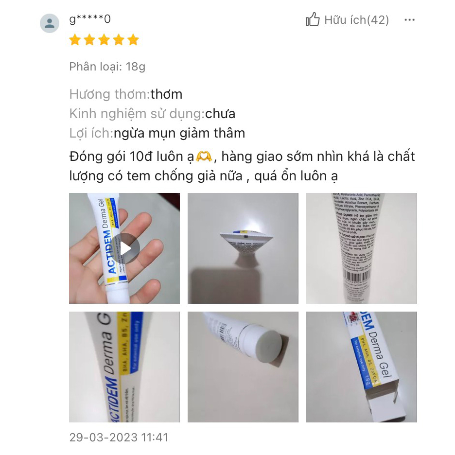 Gel giảm mụn, dưỡng ẩm da ACTIDEM Derma Gel 18gr