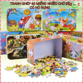 Đồ Chơi Tranh Ghép Hình 60 Miếng Bằng Gỗ Có Hộp Đựng Nhiều Mẫu Cho Bé