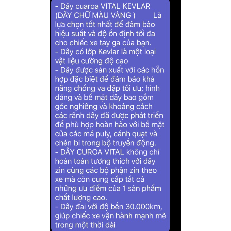 Dây Curoa ATILA , ATILA VICTORIA, ELIZABETH ,VENUS 125 >> Dây curoa VITAL chính hãng, hàng Thái lan chất lượng cao