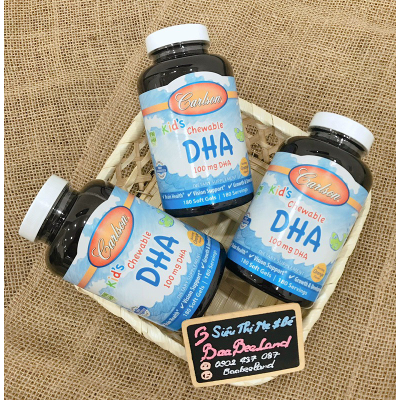 DHA Omega-3 Cao Cấp hãng Carlson Kid’s Chewable Dạng Viên Nhai Cho Bé từ 4 tuổi - BAABEELAND