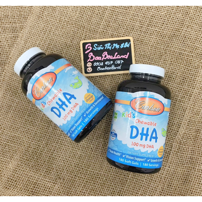 DHA Omega-3 Cao Cấp hãng Carlson Kid’s Chewable Dạng Viên Nhai Cho Bé từ 4 tuổi - BAABEELAND