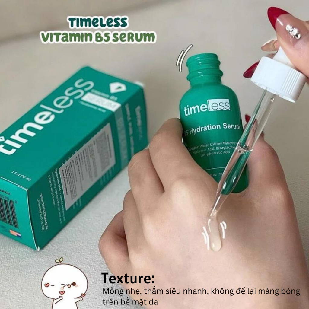 Serum Timeless B5 cấp ẩm, phục hồi, Serum Timeless vitamin C sáng da mờ thâm, Serum Timeless HA cấp ẩm 30ml