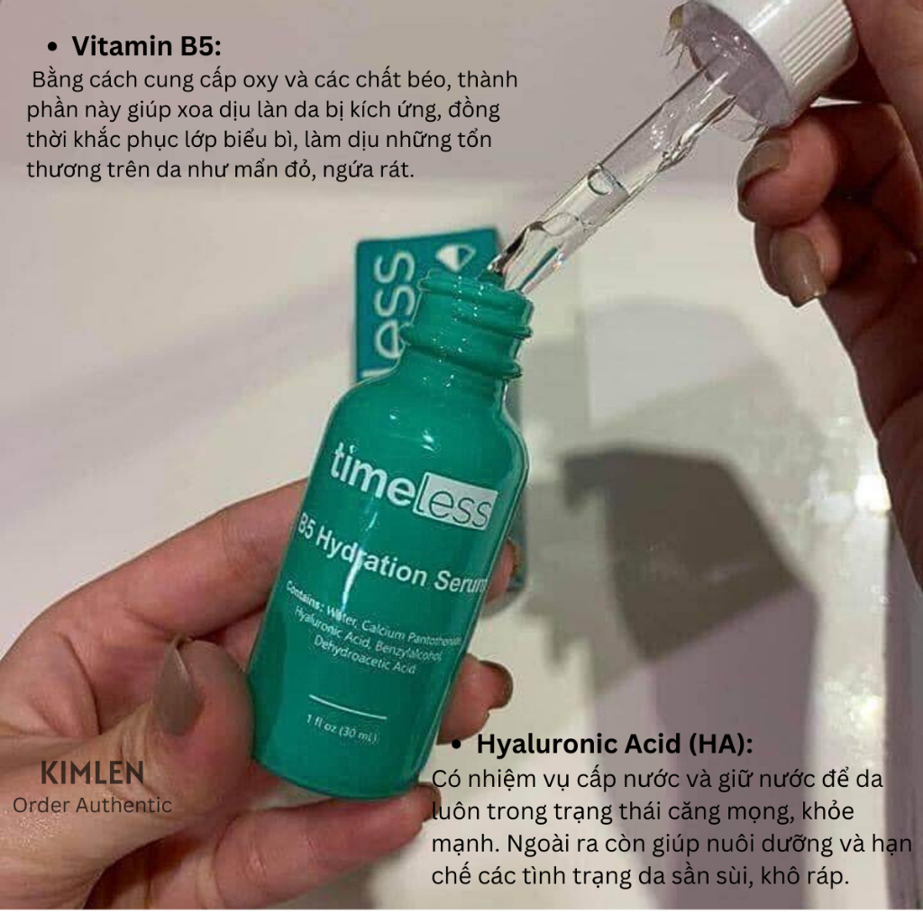 Serum Timeless B5 cấp ẩm, phục hồi, Serum Timeless vitamin C sáng da mờ thâm, Serum Timeless HA cấp ẩm 30ml