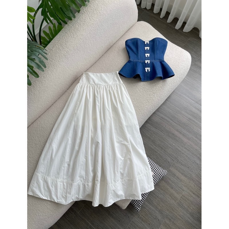SET ÁO CÚP XANH + CHÂN VÁY MIDI