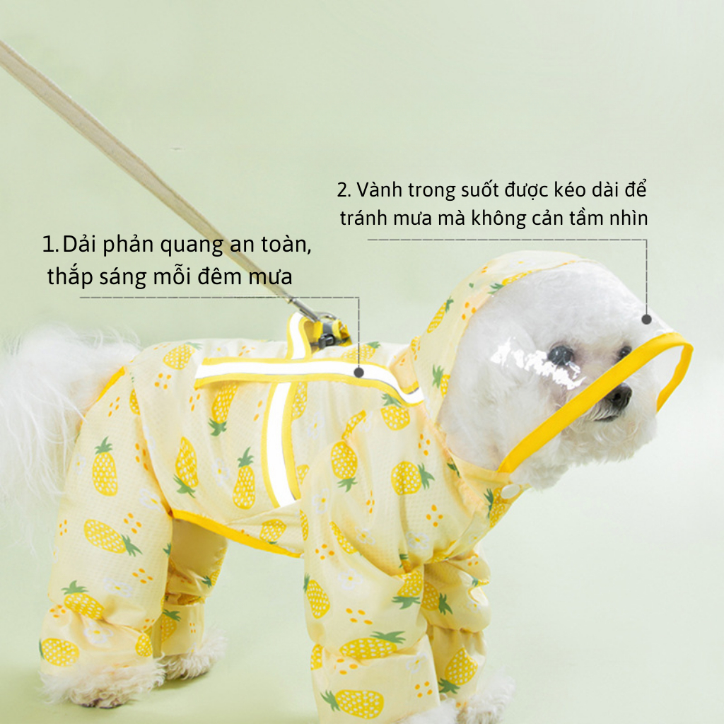 Áo mưa cho chó Hipipet chống thấm nước dễ thương 2 lớp có viền phản quang