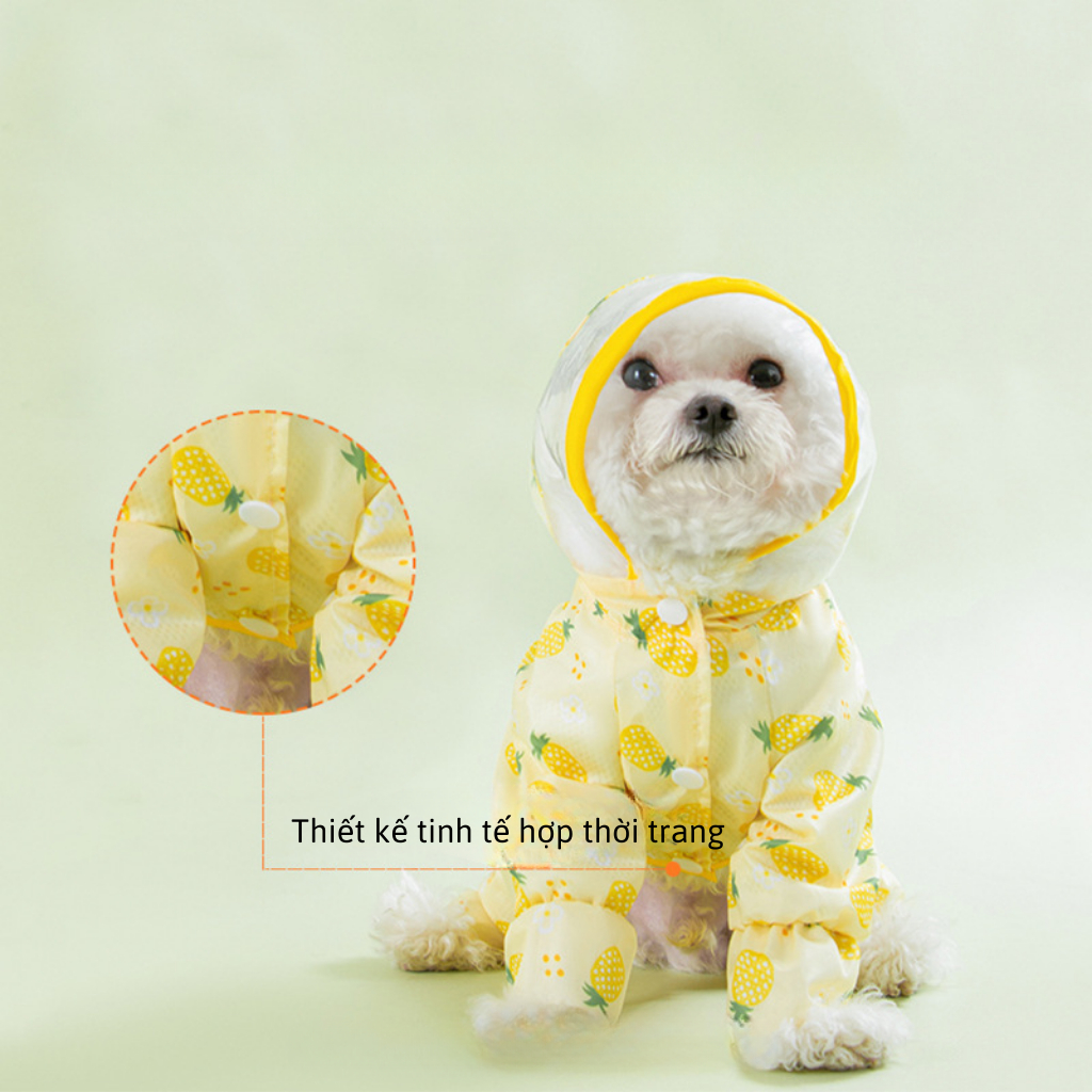 Áo mưa cho chó Hipipet chống thấm nước dễ thương 2 lớp có viền phản quang