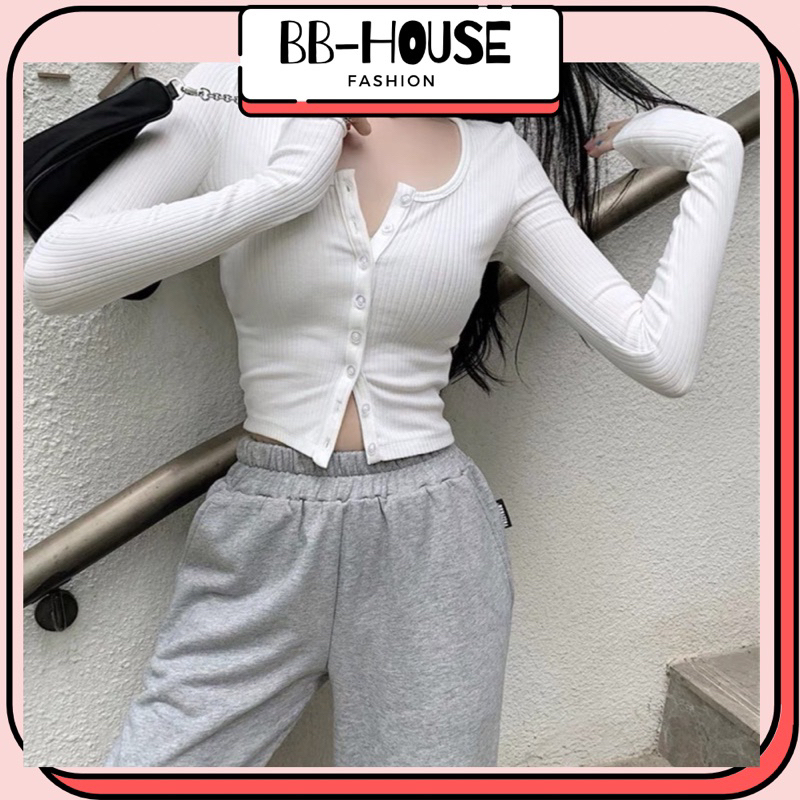 Áo thun croptop phối nút 09AHH