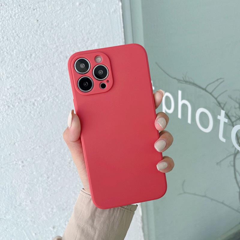 Ốp lưng trơn cạnh Vuông- bảo vệ camera- Iphone 6/6s/6plus/6splus/7/8/7plus/8plus/XR-Tặng sticker dán ốp cute
