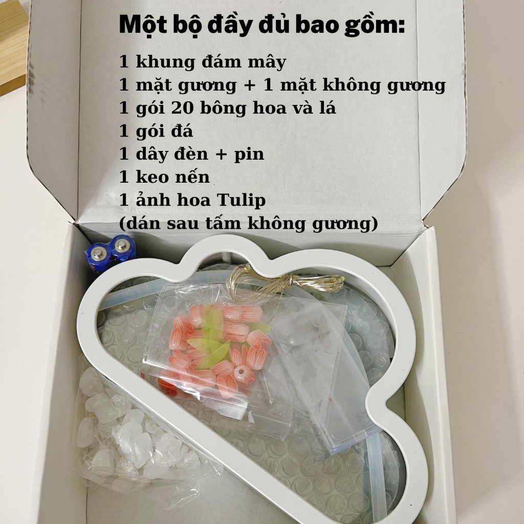 🔥HOT🔥Dèn phòng ngủ Đèn Ngủ Hình Hoa Tulip Đám Mây Tráng Gương DIY Dùng Làm Quà Tặng Sinh Nhật