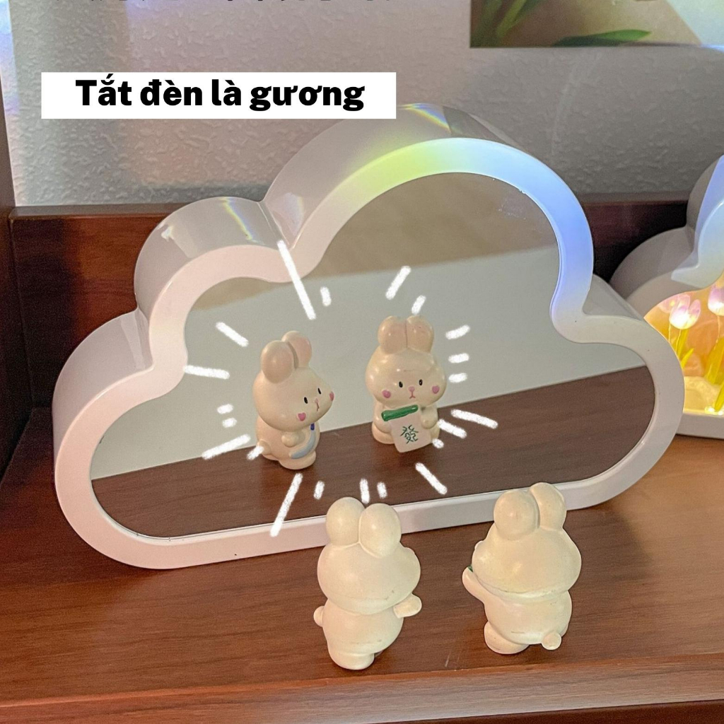 🔥HOT🔥Dèn phòng ngủ Đèn Ngủ Hình Hoa Tulip Đám Mây Tráng Gương DIY Dùng Làm Quà Tặng Sinh Nhật