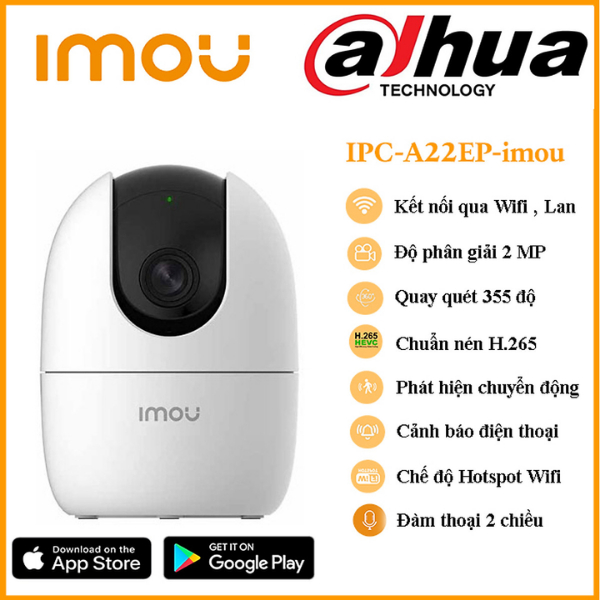 Combo Camera Imou A22EP 2MP xoay 360 + Thẻ nhớ 64gb Tặng kèm chân đế ốp tường