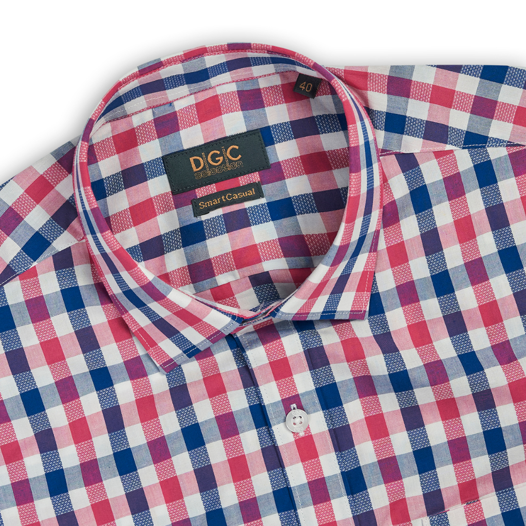 Áo sơ mi nam ngắn tay 100% cotton dáng suông, kẻ caro thoáng mát dành cho mùa hè DGC - SASNBC22M