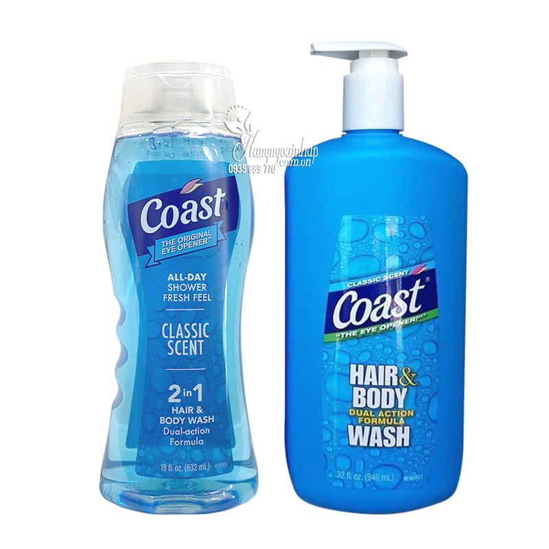 Dầu Tắm Gội Coast Mỹ 2 in 1 Coast Hair & Body Wash Classic Scent Pacific Force 532ml