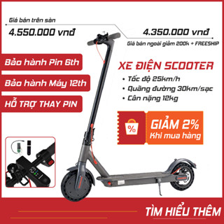 Xe Điện E-Scooter XIaomi Gấp Gọn, Xe Trượt Scooter Người Lớn Tích Hợp Màn Hình Điện Tử Tốc Độ 25km/h Bảo Hành 1 Năm