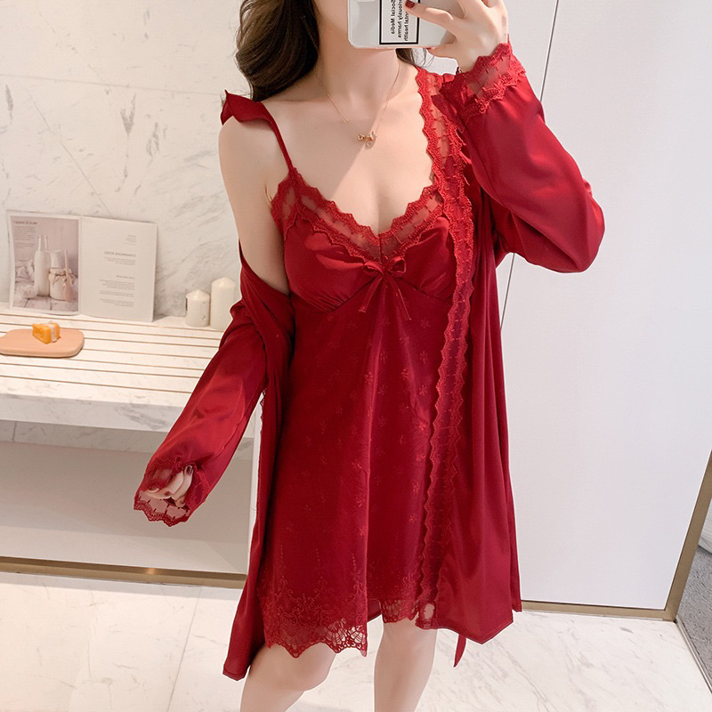 Váy ngủ 2 dây A2 kèm áo choàng có bán rời.