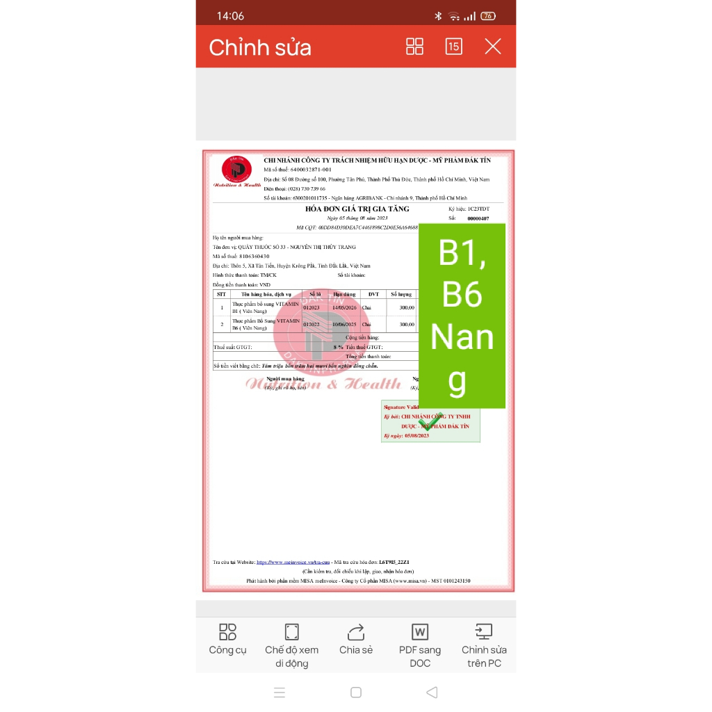 [ XẢ KHO DATE THÁNG 08/2024 ]VITAMIN B 6 Chai 100 viên (Thực Phẩm bổ sung)