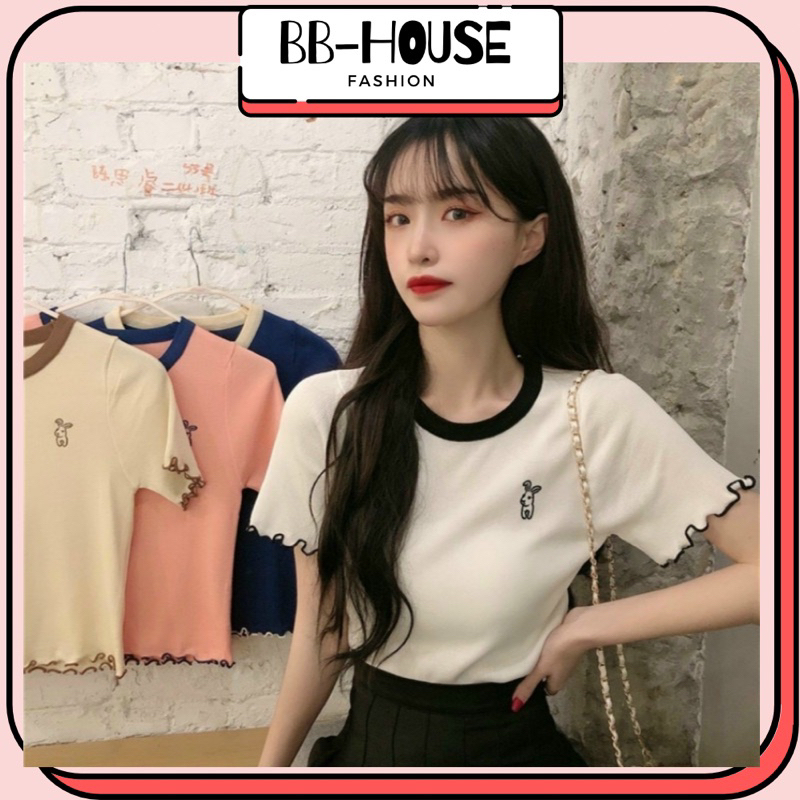 ÁO CROPTOP THÊU THỎ PHỐI CỔ CH002