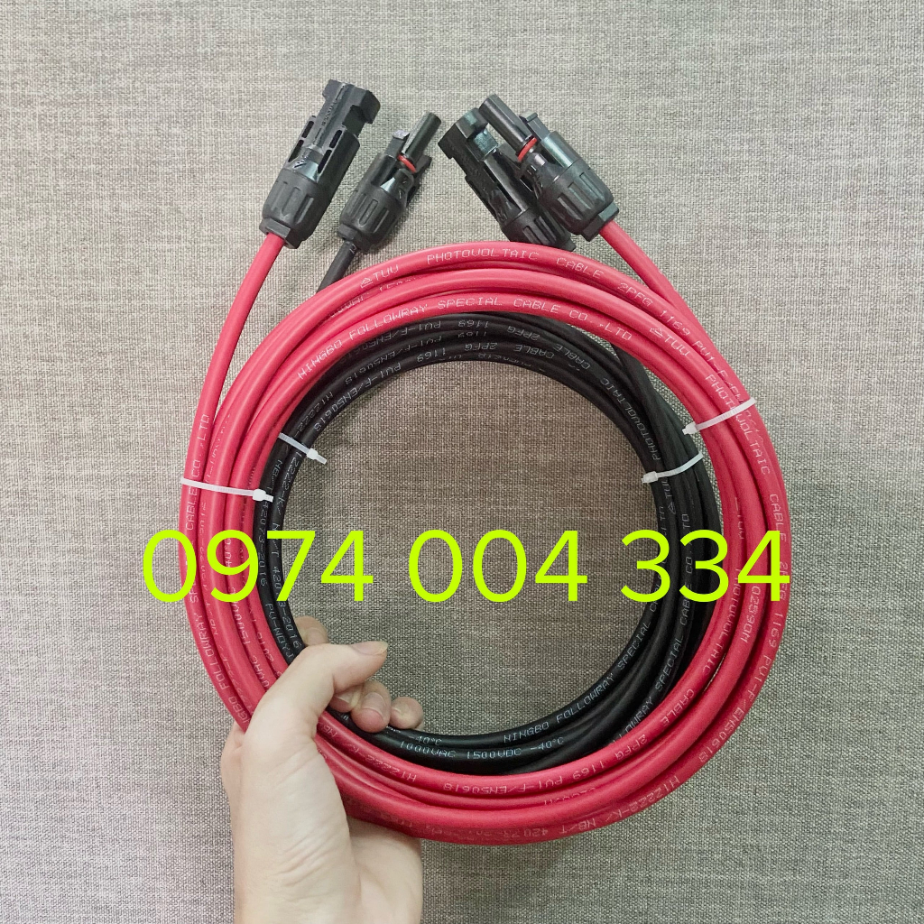 02 mét đôi dây điện PV/DC 4.0 bấm sẵn 2 đầu MC4 để nối dây