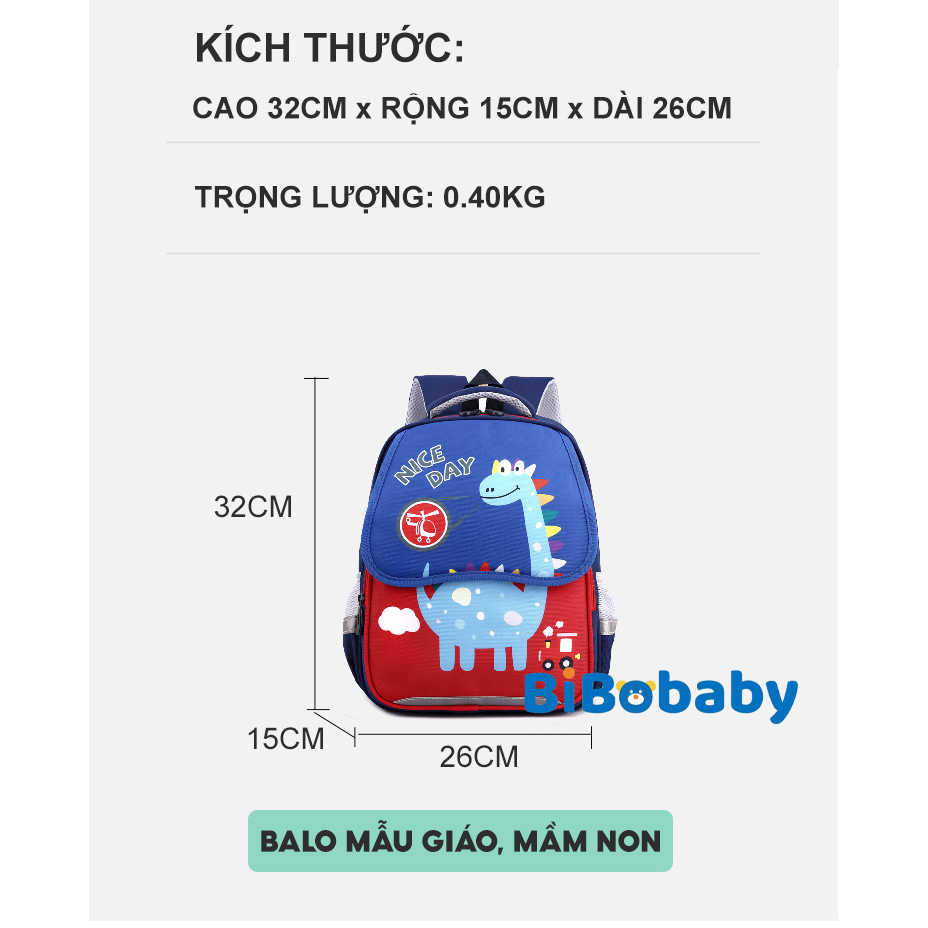Balo cho bé đi nhà trẻ cặp đi học mẫu giáo mầm non vải cao cấp chống nước in hình đẹp dễ thương 2055