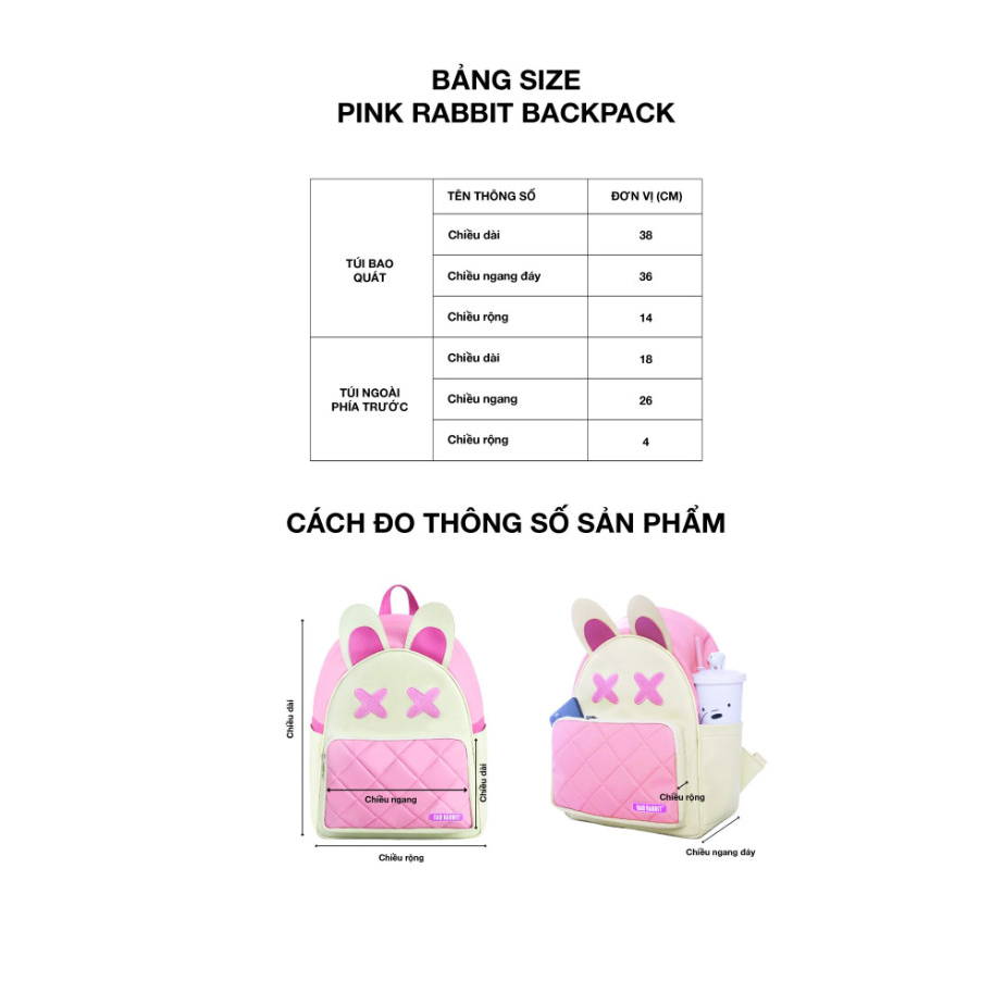 Balo Bad Rabbit - Pink Rabbit Backpack - Local Brand Chính Hãng