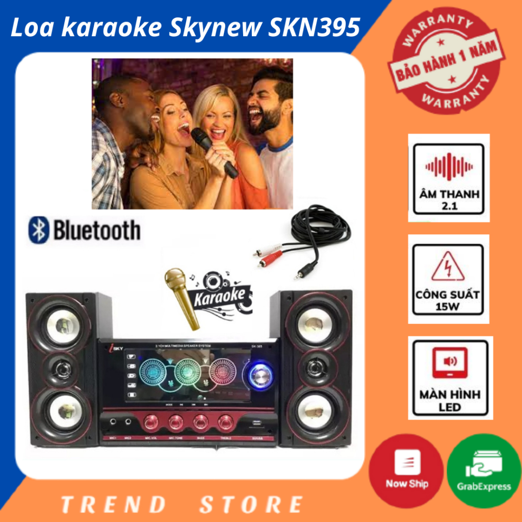 Loa bluetooth karaoke Skynew SKN395 - Loa máy tính có kết nối đa cổng bluetooth và USB, hệ thống đèn led đẹp