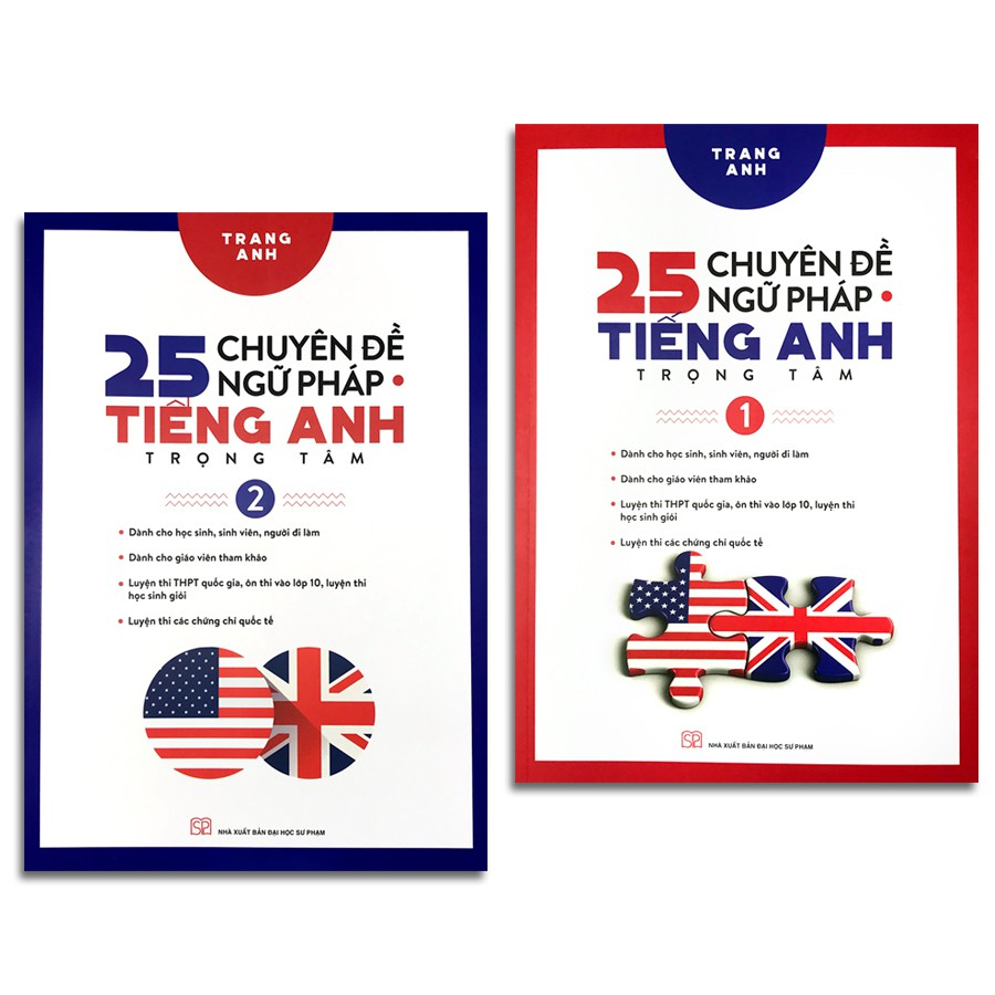 Sách -  25 chuyên đề ngữ pháp tiếng Anh trọng tâm cô Trang Anh - Tập 1+ tập 2 - Bộ 2 cuốn lẻ tùy chọn