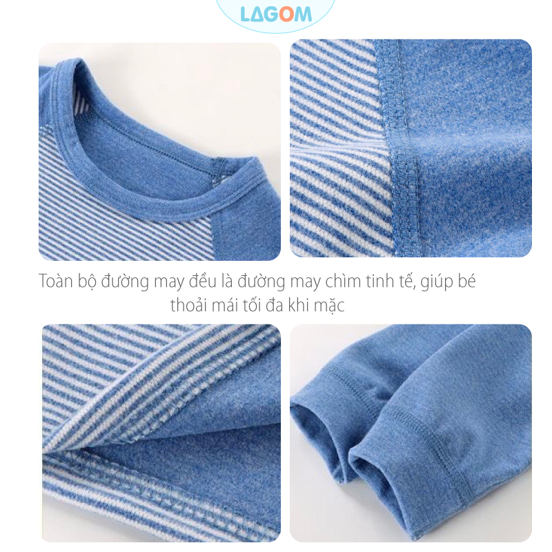 Bộ Dài Tay Bé Trai, Bé Gái | Bộ Quần Áo Thu Đông Nỉ Cotton Dày Ấm Giữ Nhiệt Cho Bé