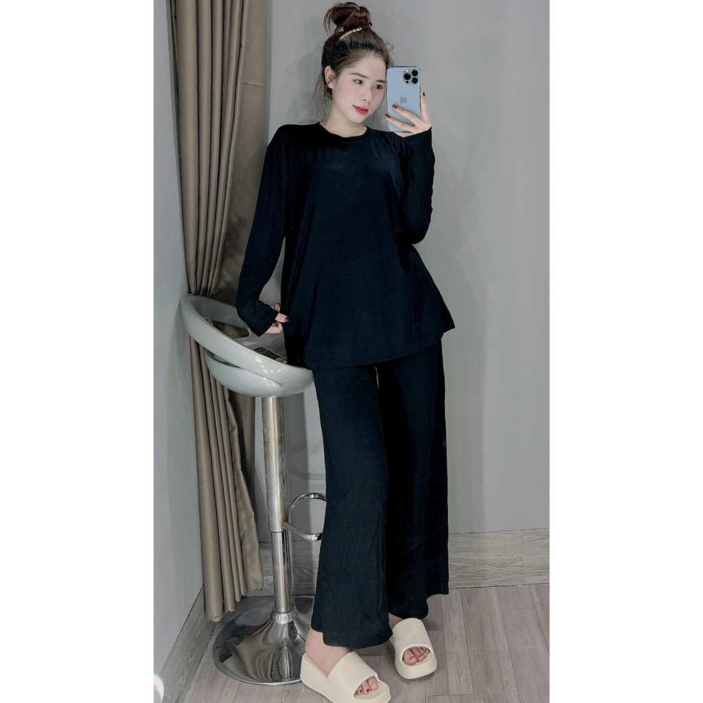 Sét bộ mặc nhà , đồ bộ nữ Bigsize Hằng Moon, SET BỘ Ủ KEM BIGSIZE QUẦN ỐNG SUÔNG