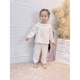 Bộ xô muslin hoa nhí cho bé gái