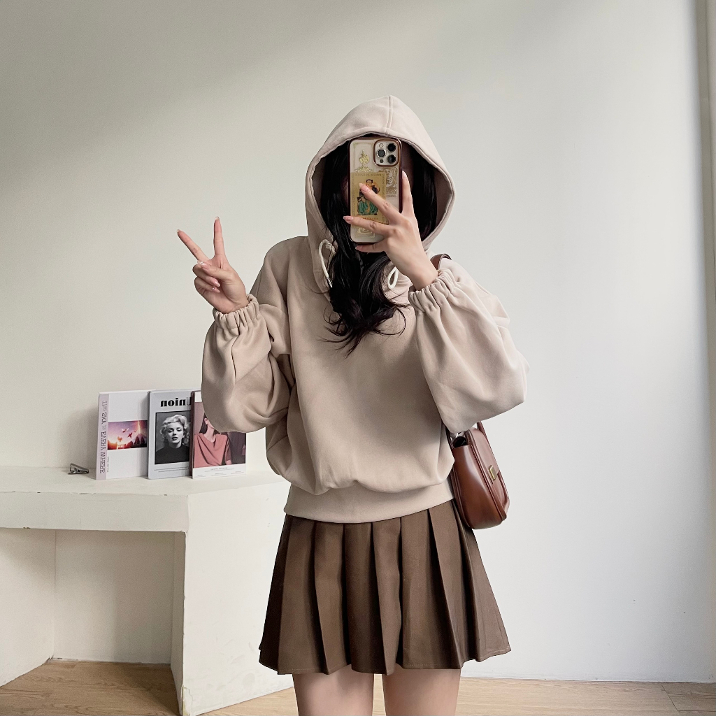 Áo hoodie croptop bo tay dáng Hàn Quốc La3158