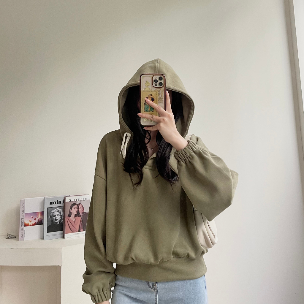 Áo hoodie croptop bo tay dáng Hàn Quốc La3158