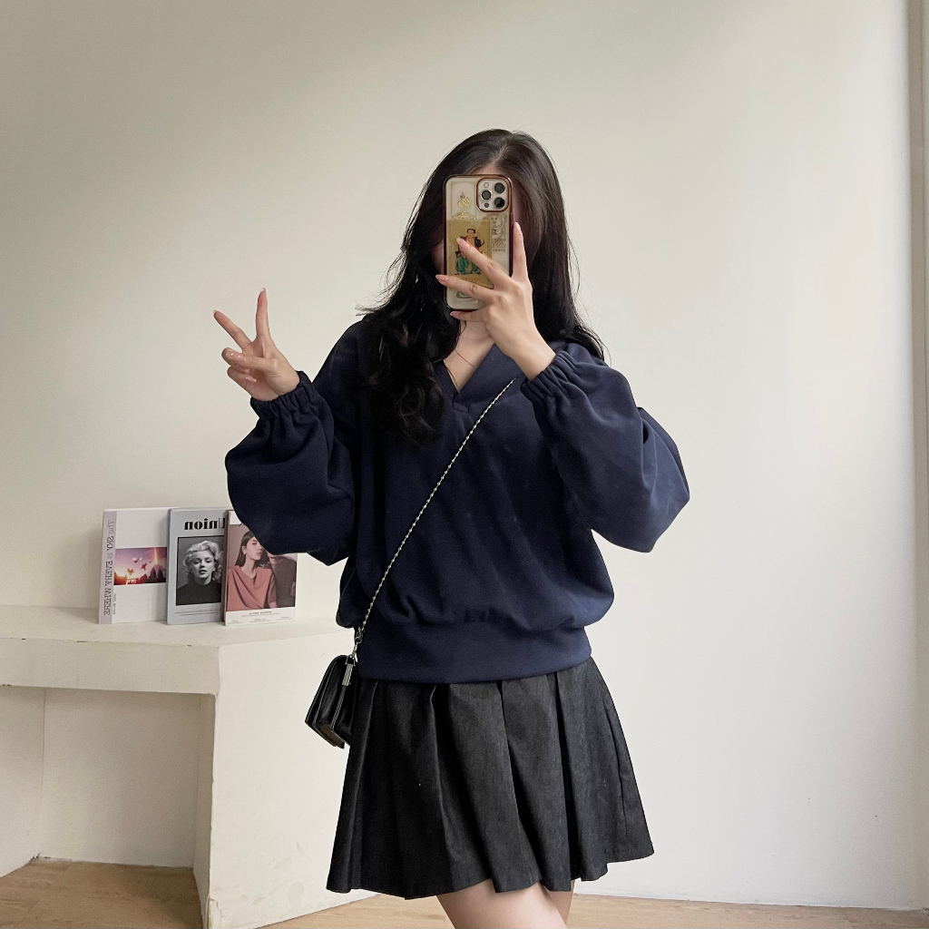 Áo hoodie croptop bo tay dáng Hàn Quốc La3158